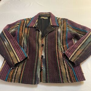 Studio Produce Hippie Boho Art To Wear Woven Shacket Jacket Size Medium